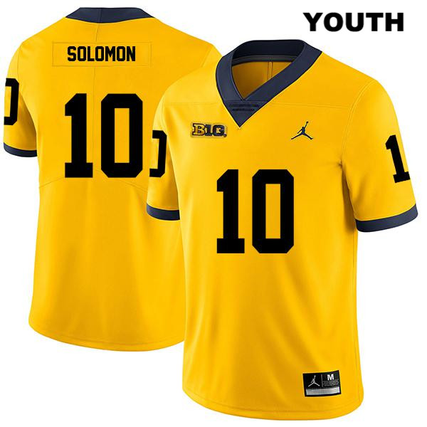 Youth NCAA Michigan Wolverines Anthony Solomon #10 Yellow Jordan Brand Authentic Stitched Legend Football College Jersey XX25V30AJ